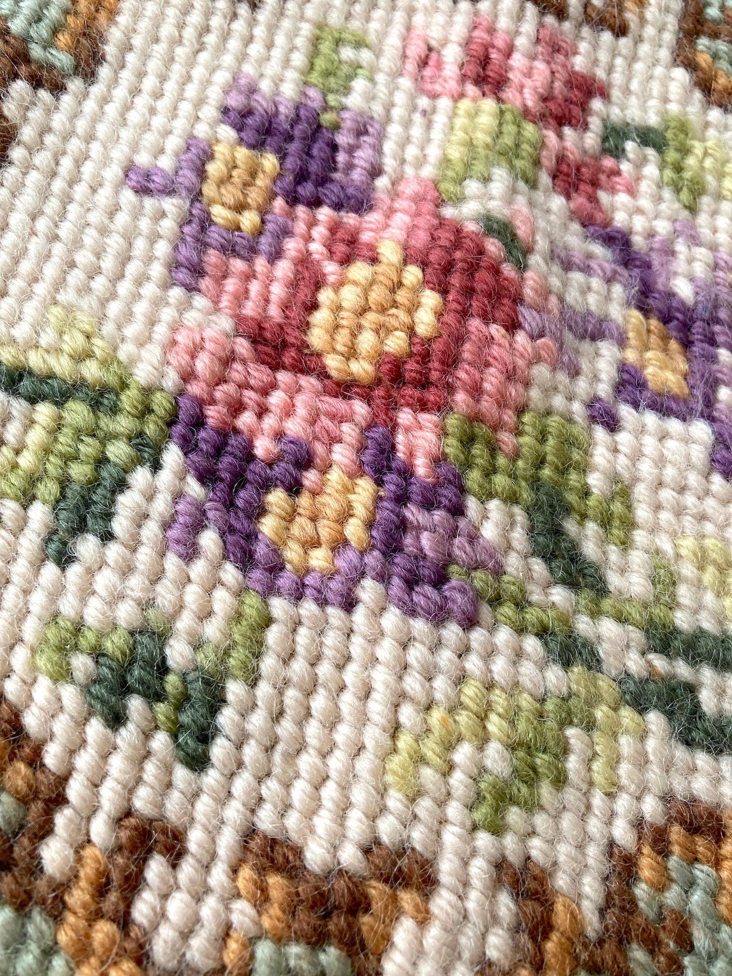 Vintage Mustard Velvet & Wool Needlepoint Cushion Cover