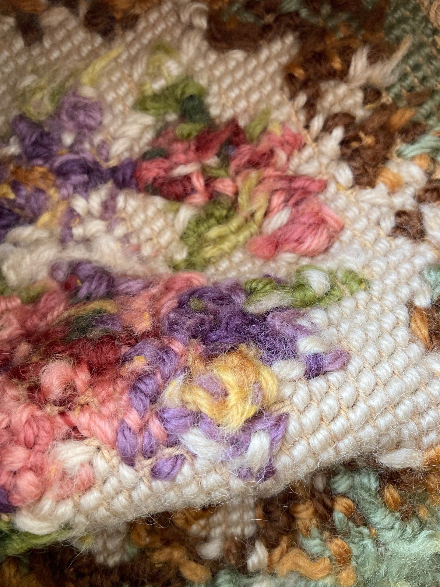 Vintage Mustard Velvet & Wool Needlepoint Cushion Cover