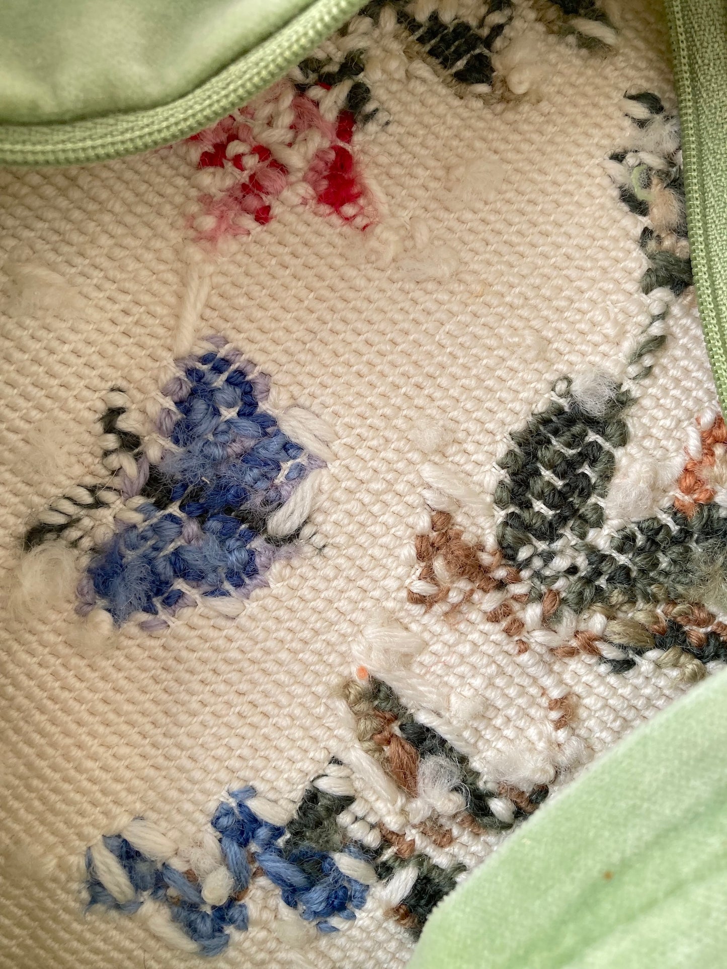 Vintage German Needlepoint Velvet Embroidered Pillow Cover