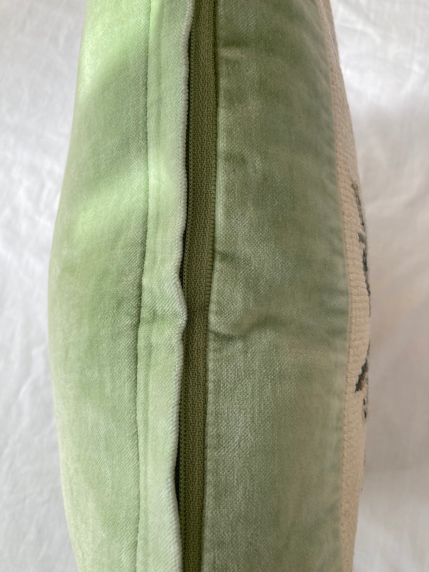 Vintage German Needlepoint Velvet Embroidered Pillow Cover