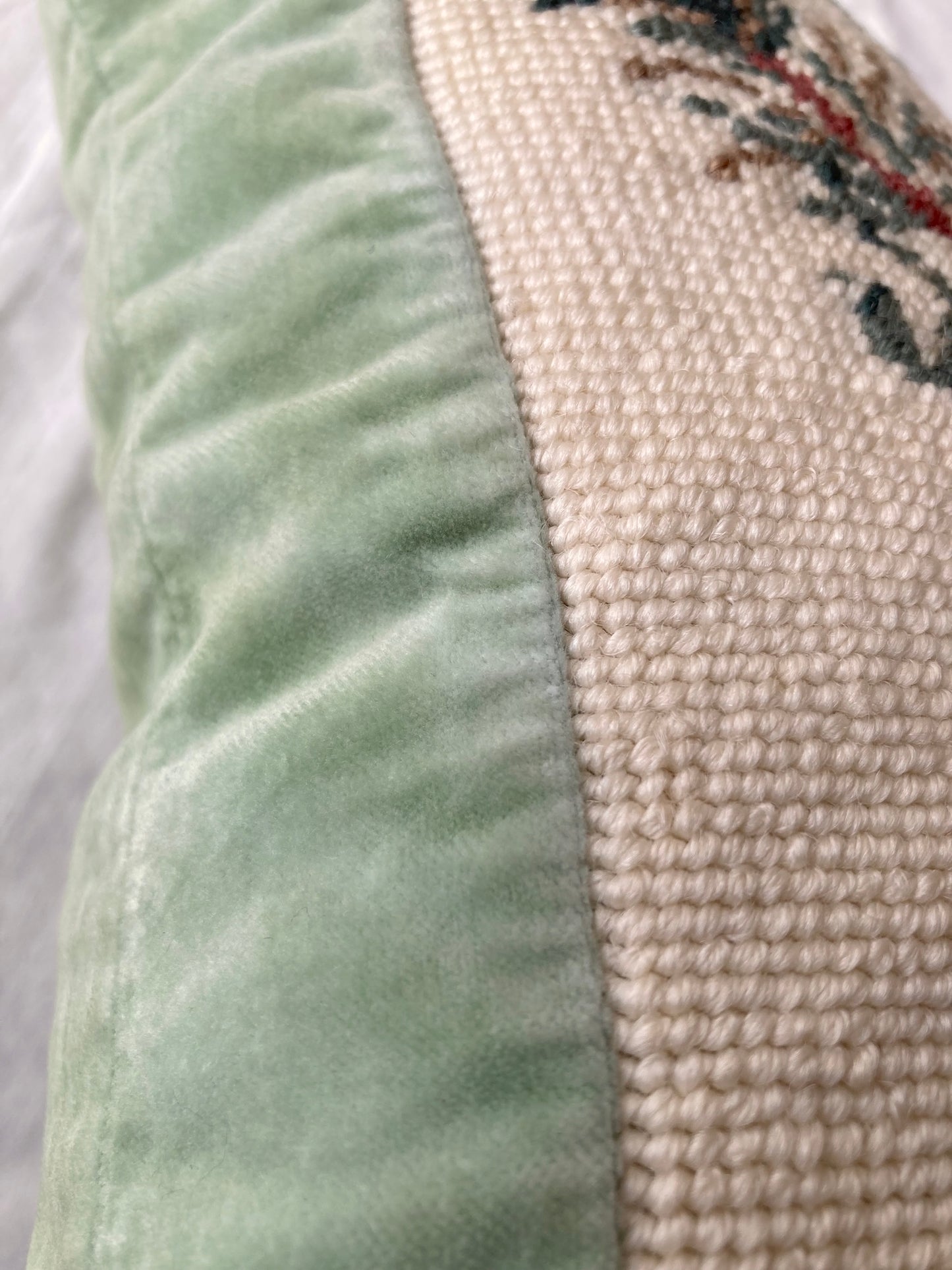 Vintage German Needlepoint Velvet Embroidered Pillow Cover