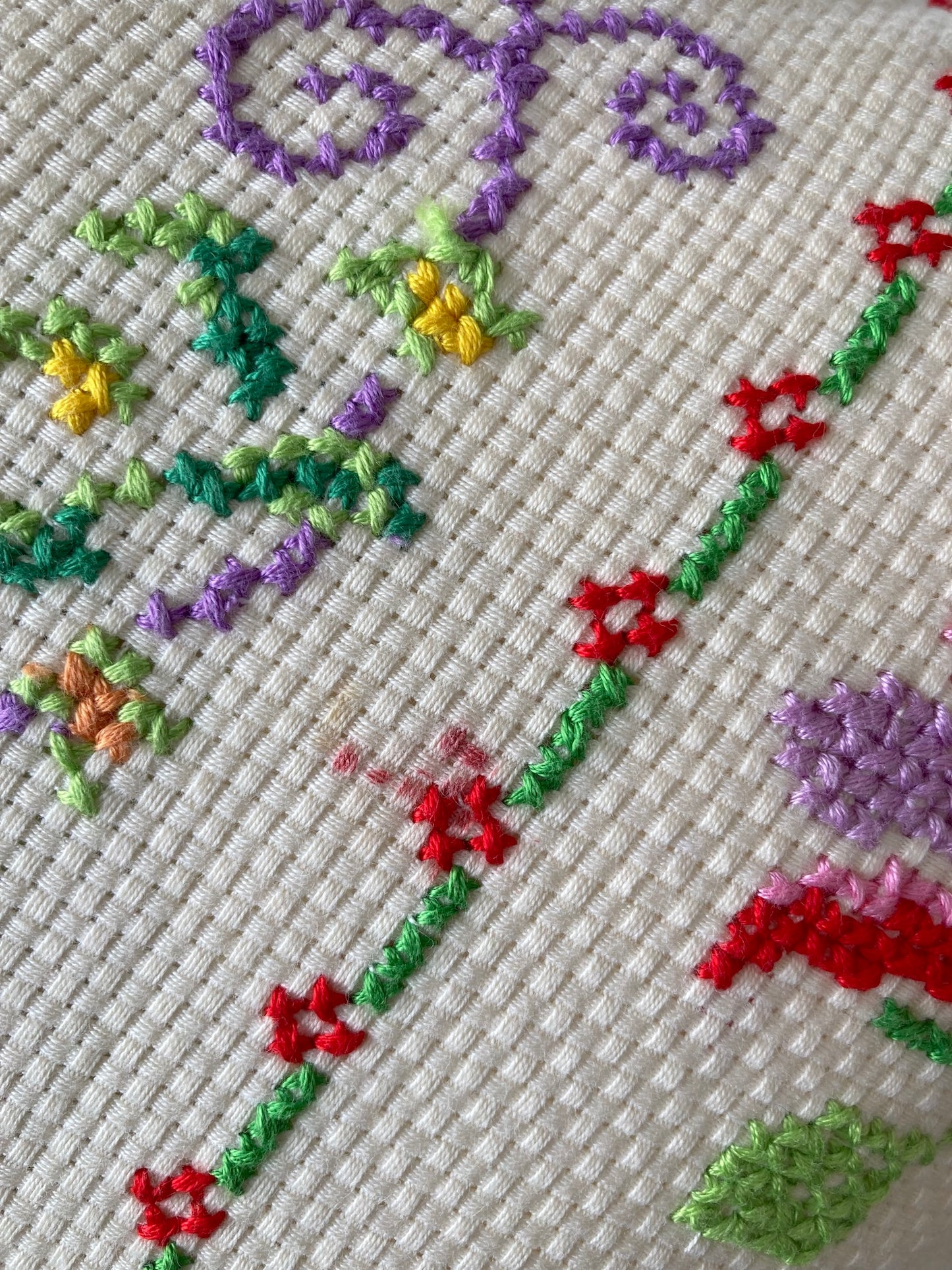 Nordic Vintage Colorful Embroidered Rooster & Flower Cushion Cover (43x40cm)