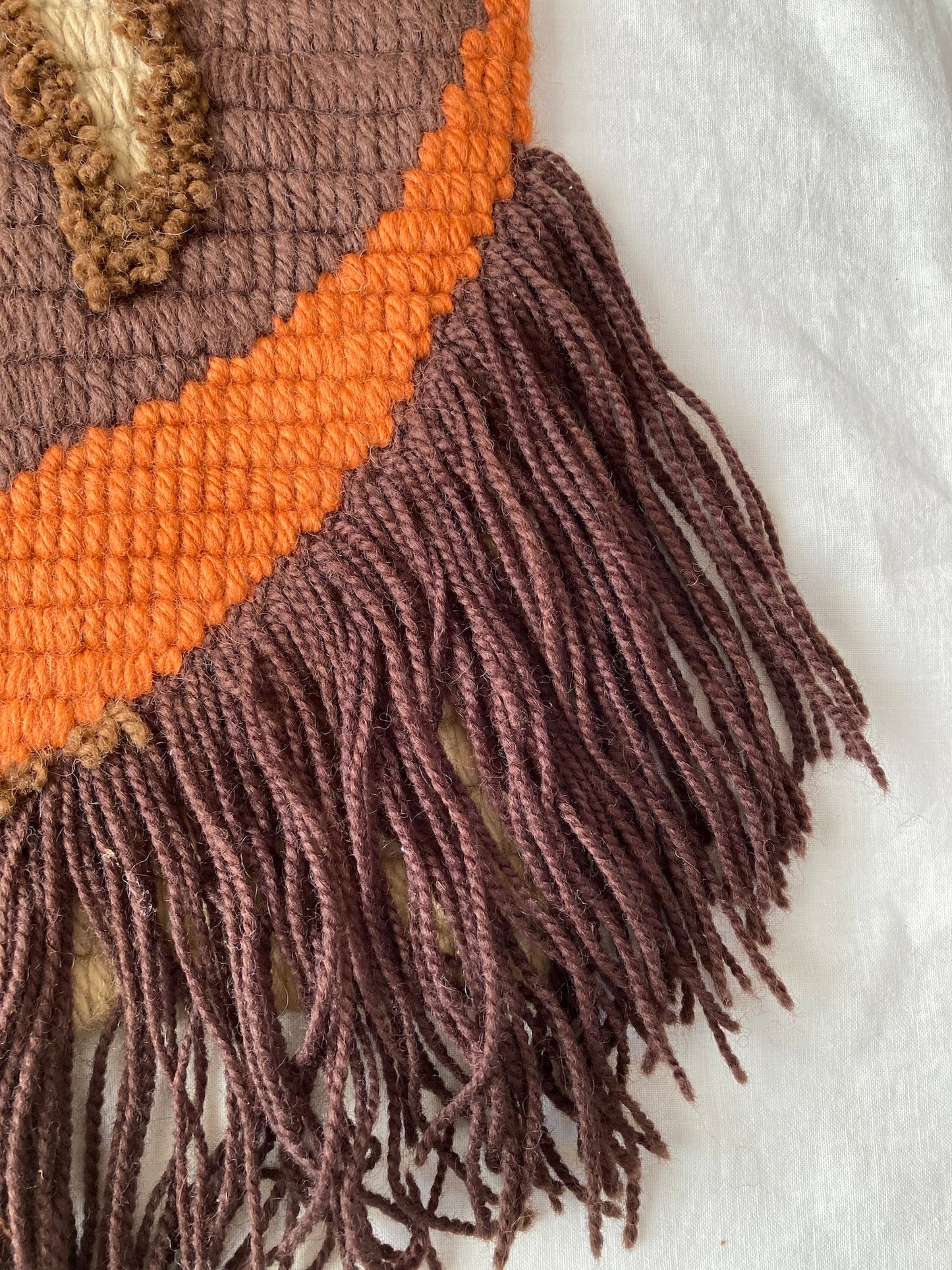 Bohemian Floral Wool Wall Hanging – Vintage Latch Hook Tapestry