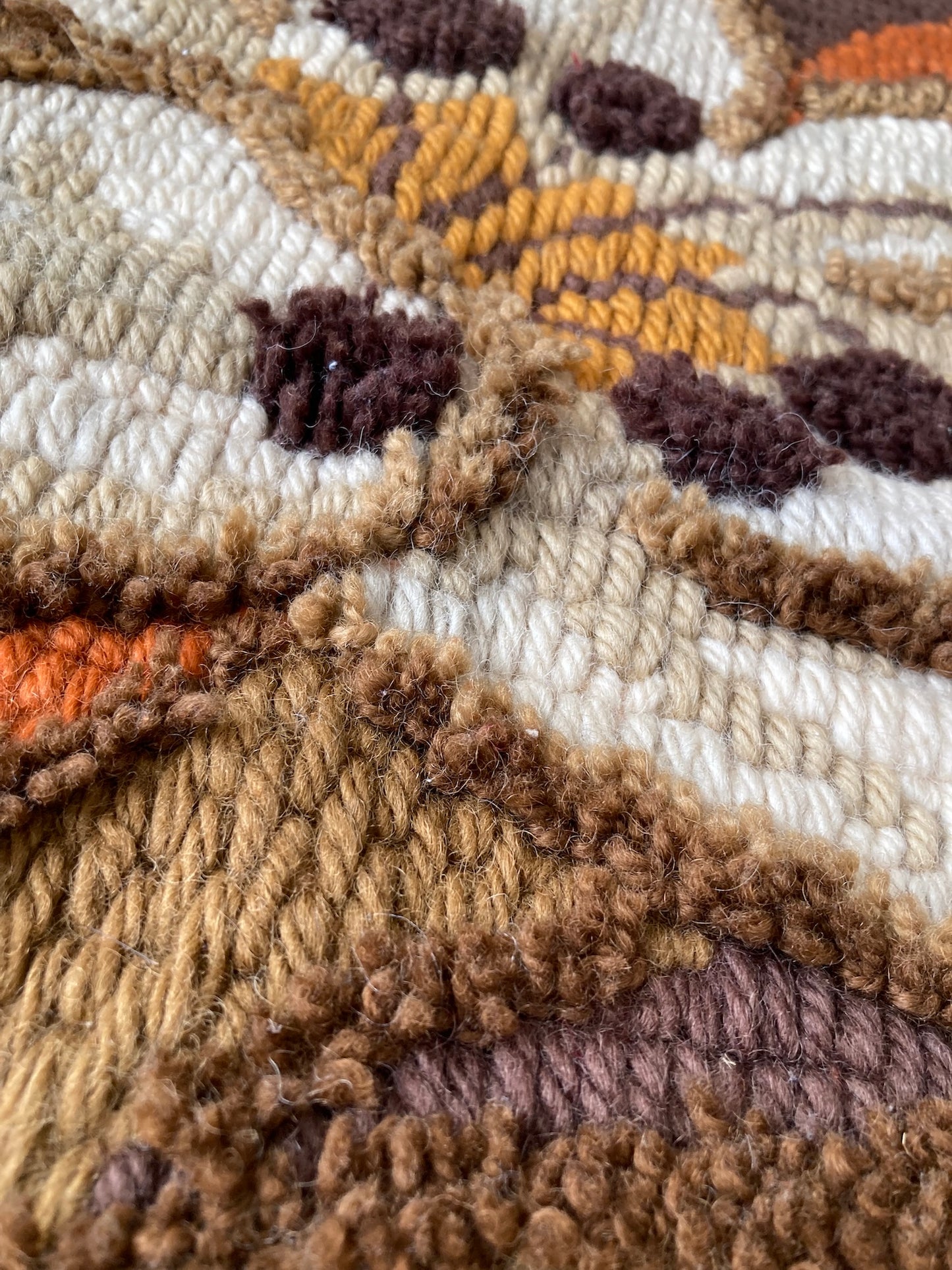 Bohemian Floral Wool Wall Hanging – Vintage Latch Hook Tapestry