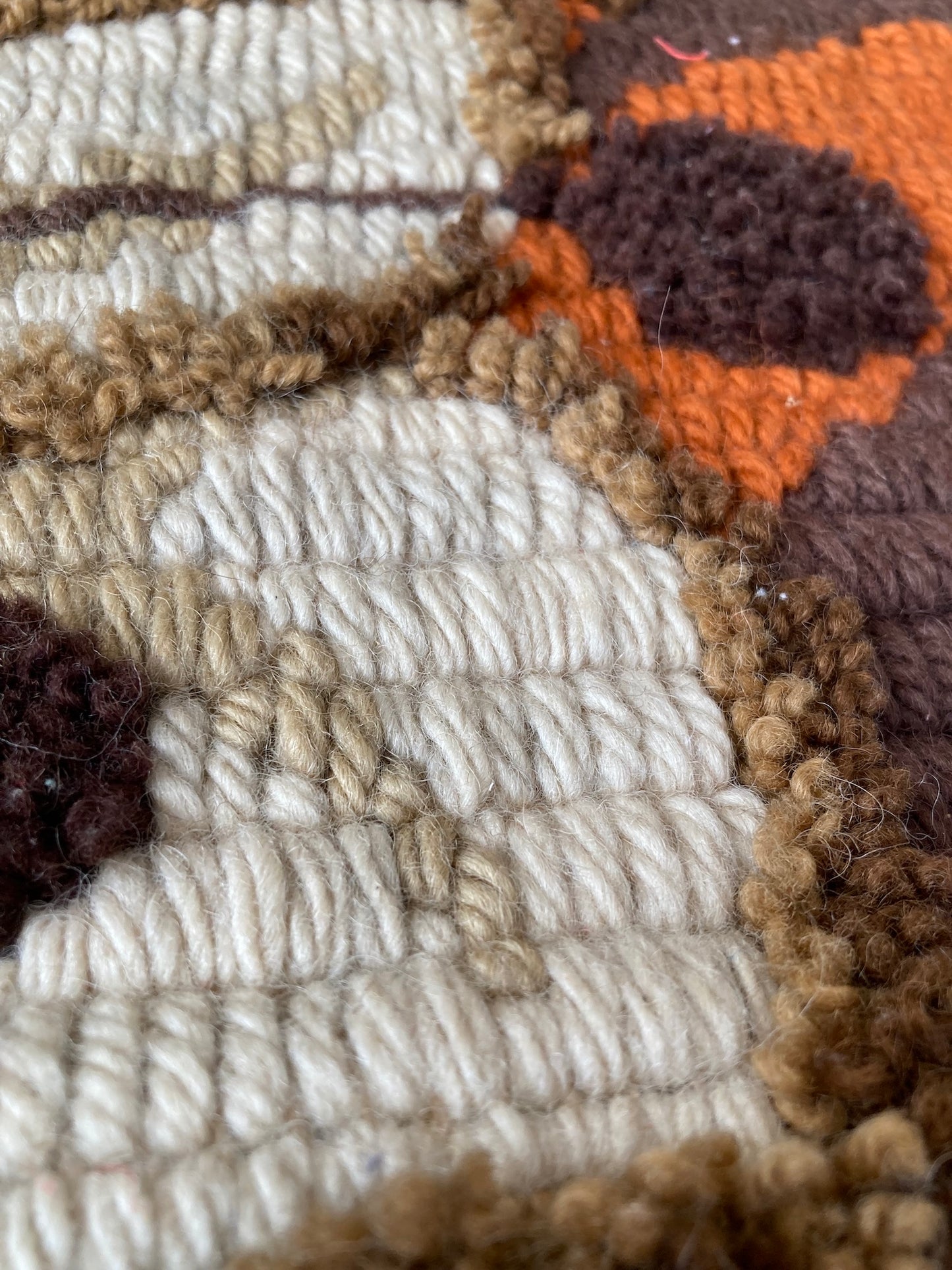 Bohemian Floral Wool Wall Hanging – Vintage Latch Hook Tapestry