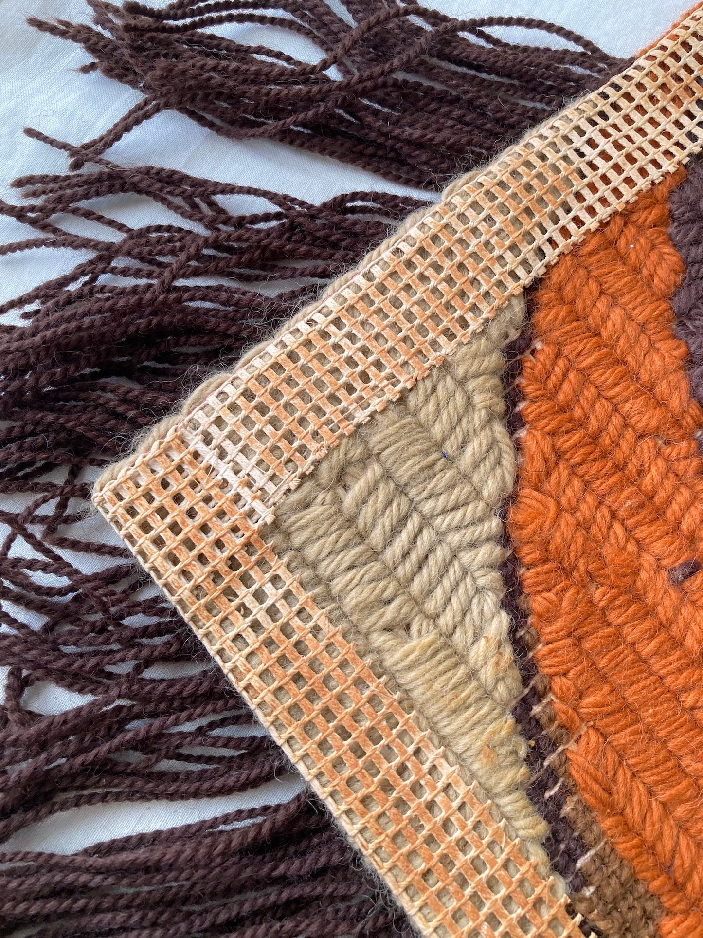 Bohemian Floral Wool Wall Hanging – Vintage Latch Hook Tapestry