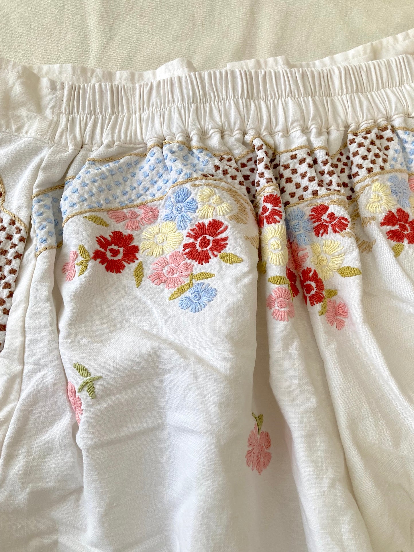 ヴィンテージ 刺繍 レース コットン生地 ワイドパンツ