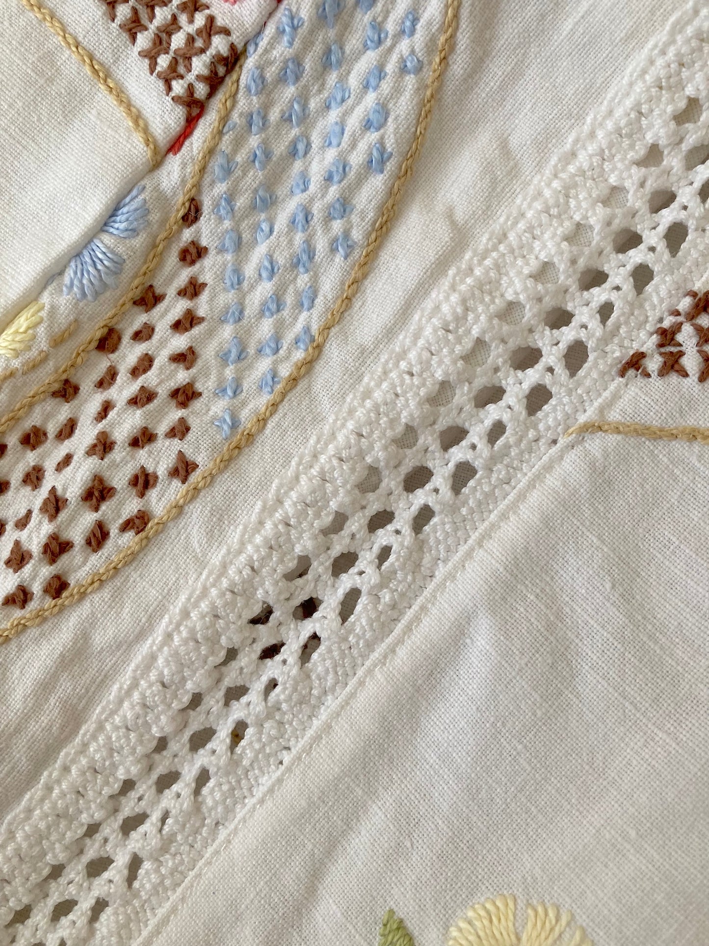ヴィンテージ 刺繍 レース コットン生地 ワイドパンツ