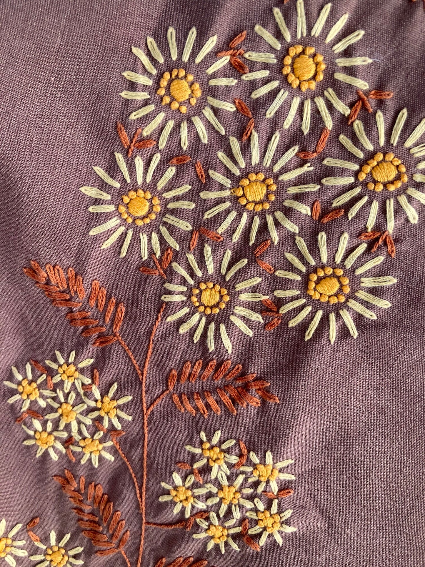 ヴィンテージ 刺繍 コットン生地 ブラウン イージーパンツ