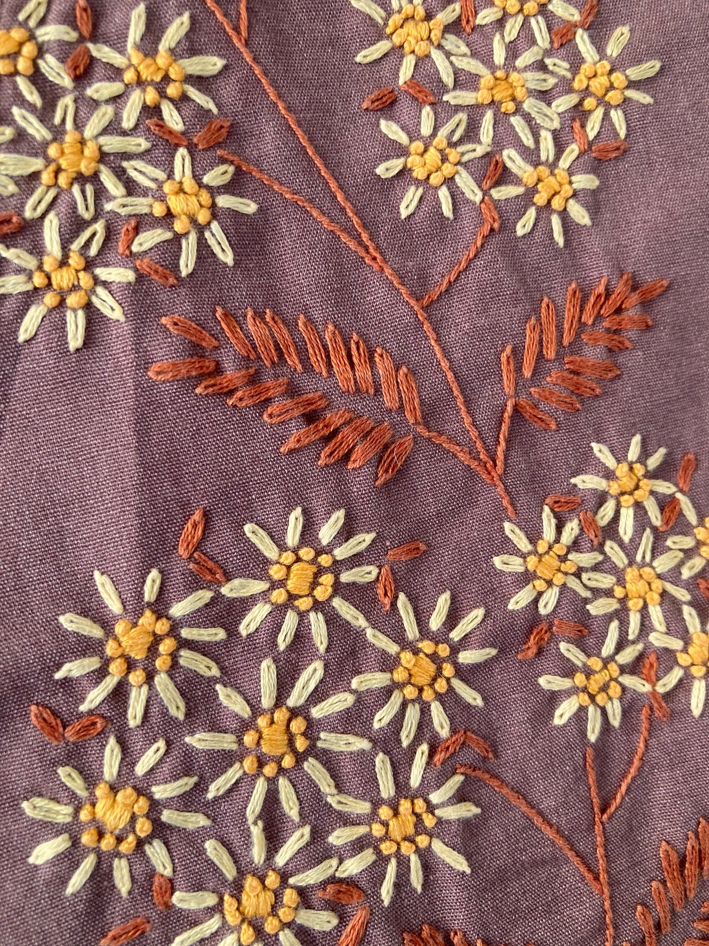 ヴィンテージ 刺繍 コットン生地 ブラウン イージーパンツ