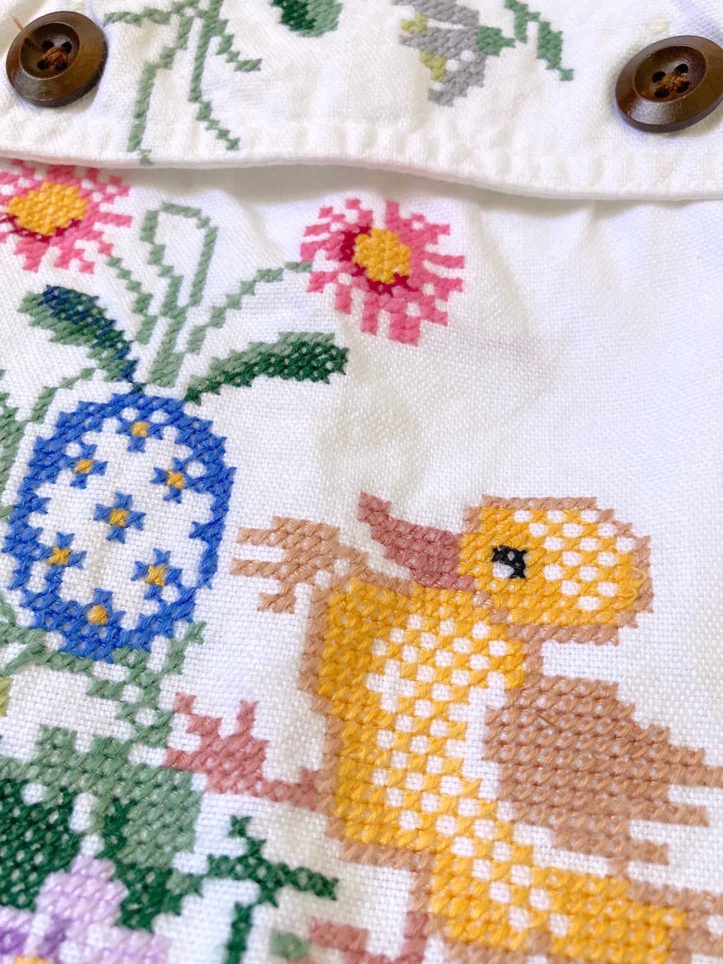 Upcycled Pants Made from Colorful Vintage Embroidered Cotton Fabric