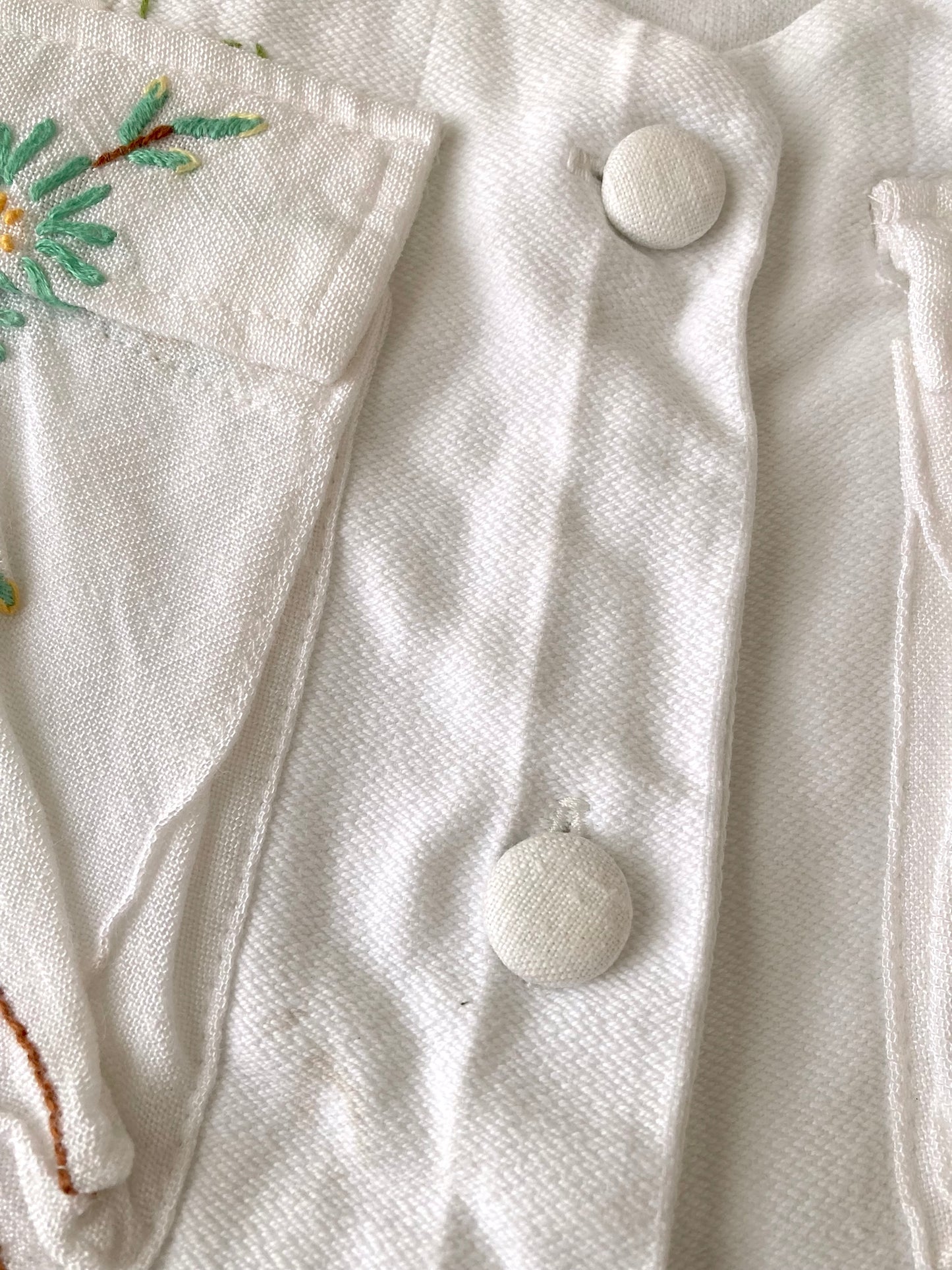 ヴィンテージ 刺繍 リネン 生地 リメイク ベスト ジレ