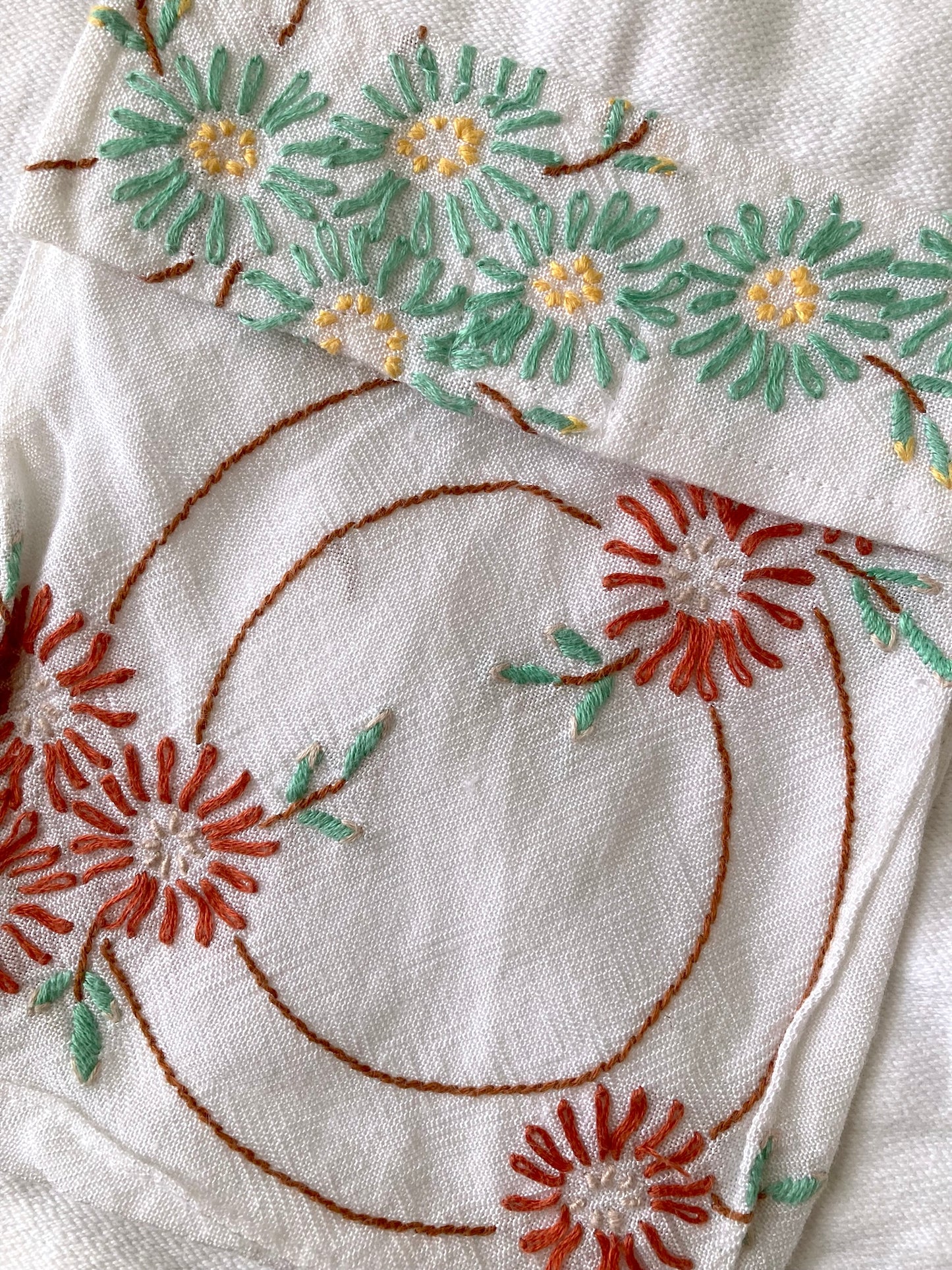ヴィンテージ 刺繍 リネン 生地 リメイク ベスト ジレ