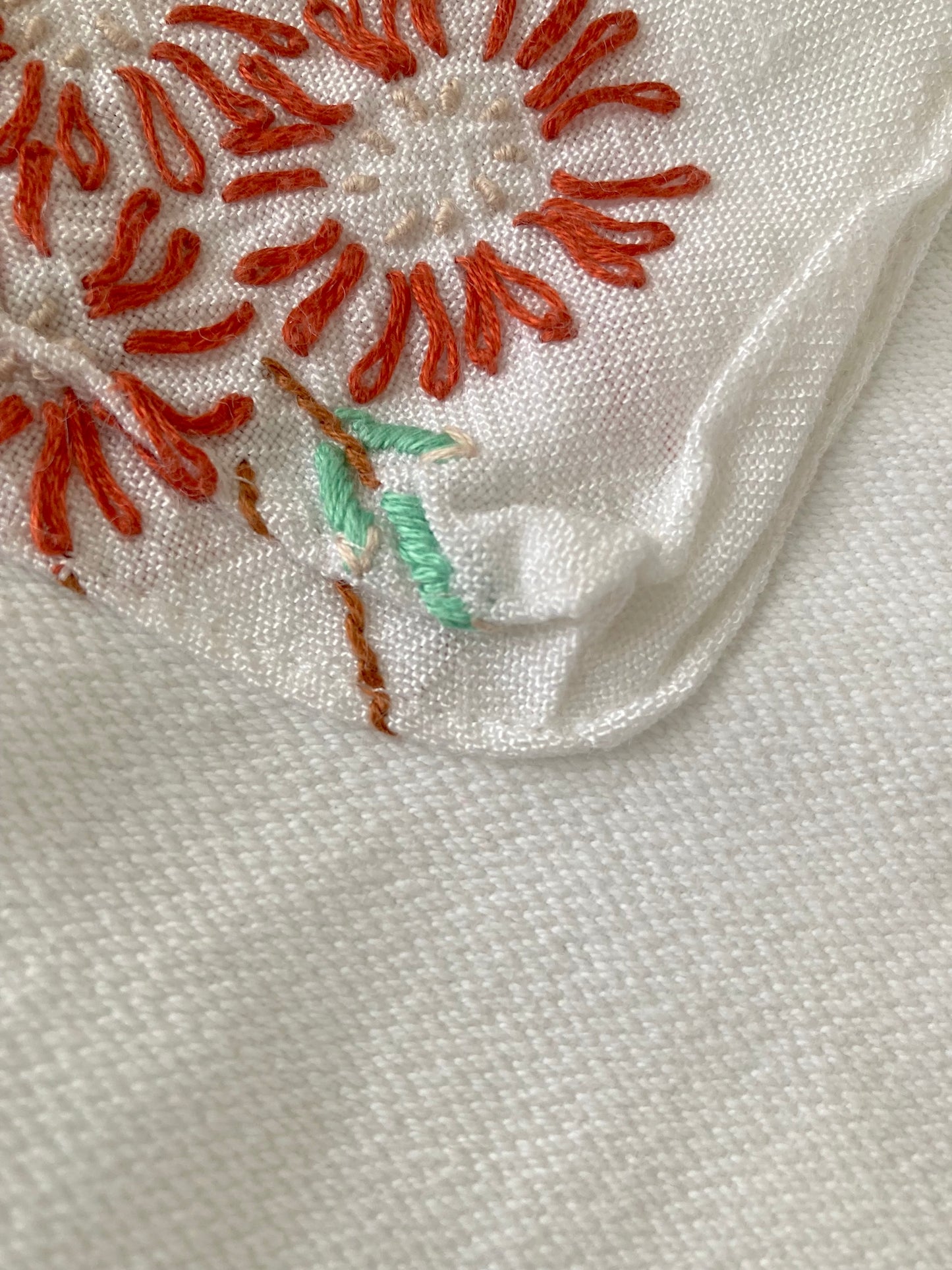 ヴィンテージ 刺繍 リネン 生地 リメイク ベスト ジレ