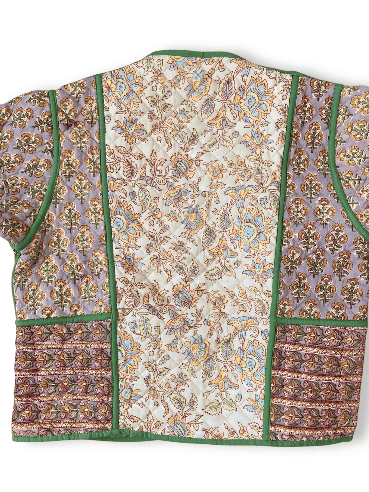 Reversible Hand Block Print Quilted Jacket  / Green
