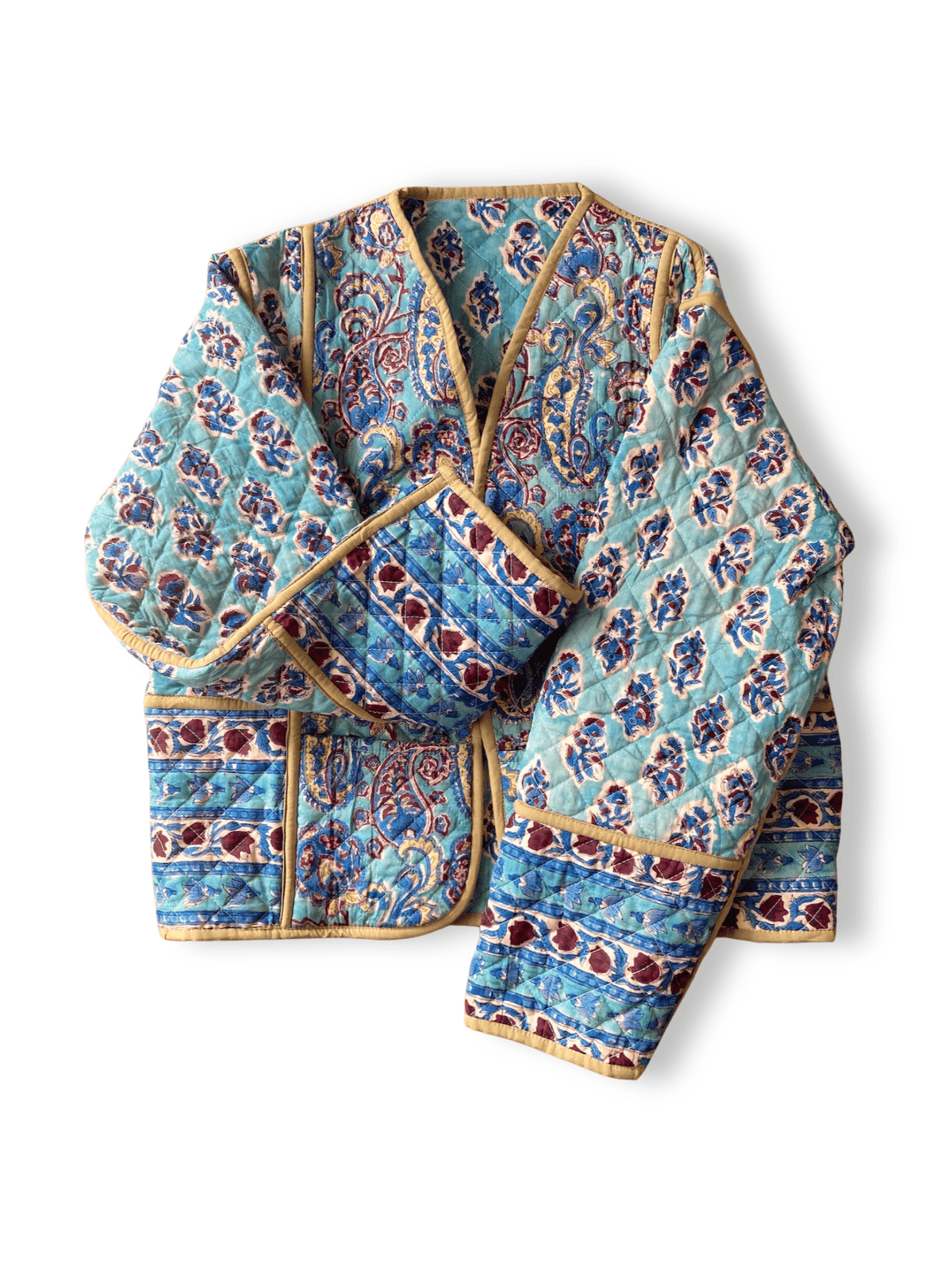Reversible Hand Block Print Quilted Jacket  / Blue
