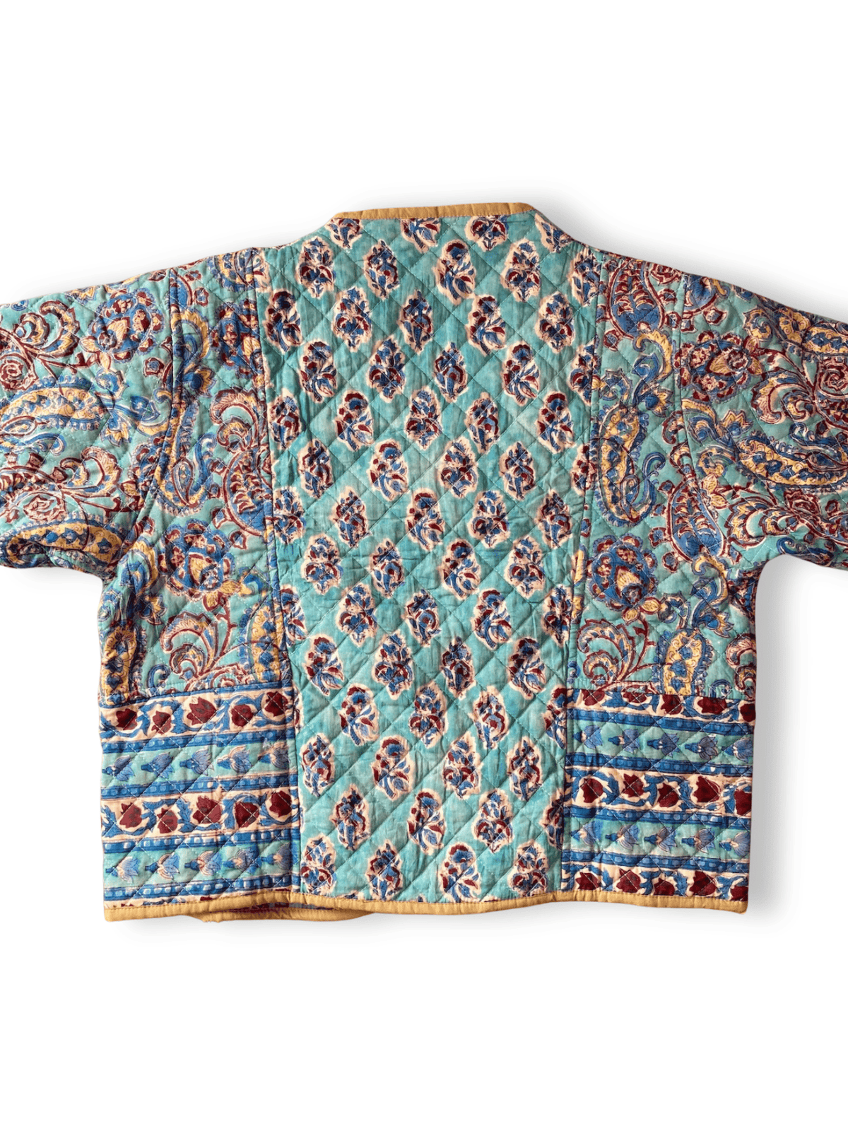 Reversible Hand Block Print Quilted Jacket  / Blue