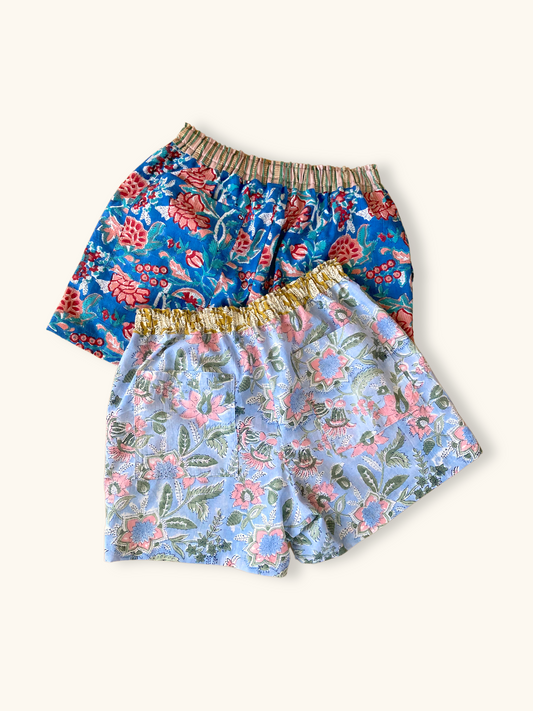 【custom order】Hand Block Printed Cotton Fabric Relaxed Shorts #Zoe