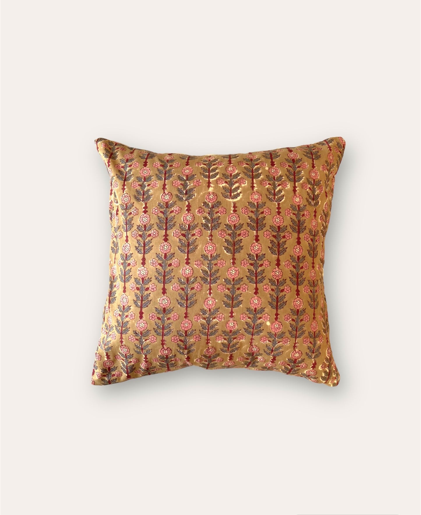 Hand Block Print Cathedral Window Patchwork Cushion Cover