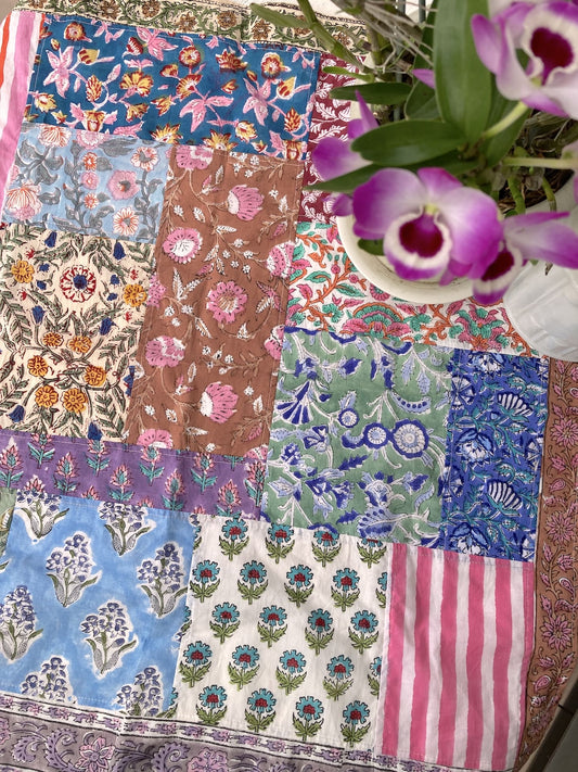 Hand Block Print Colorful Patchwork Multi-Cloth