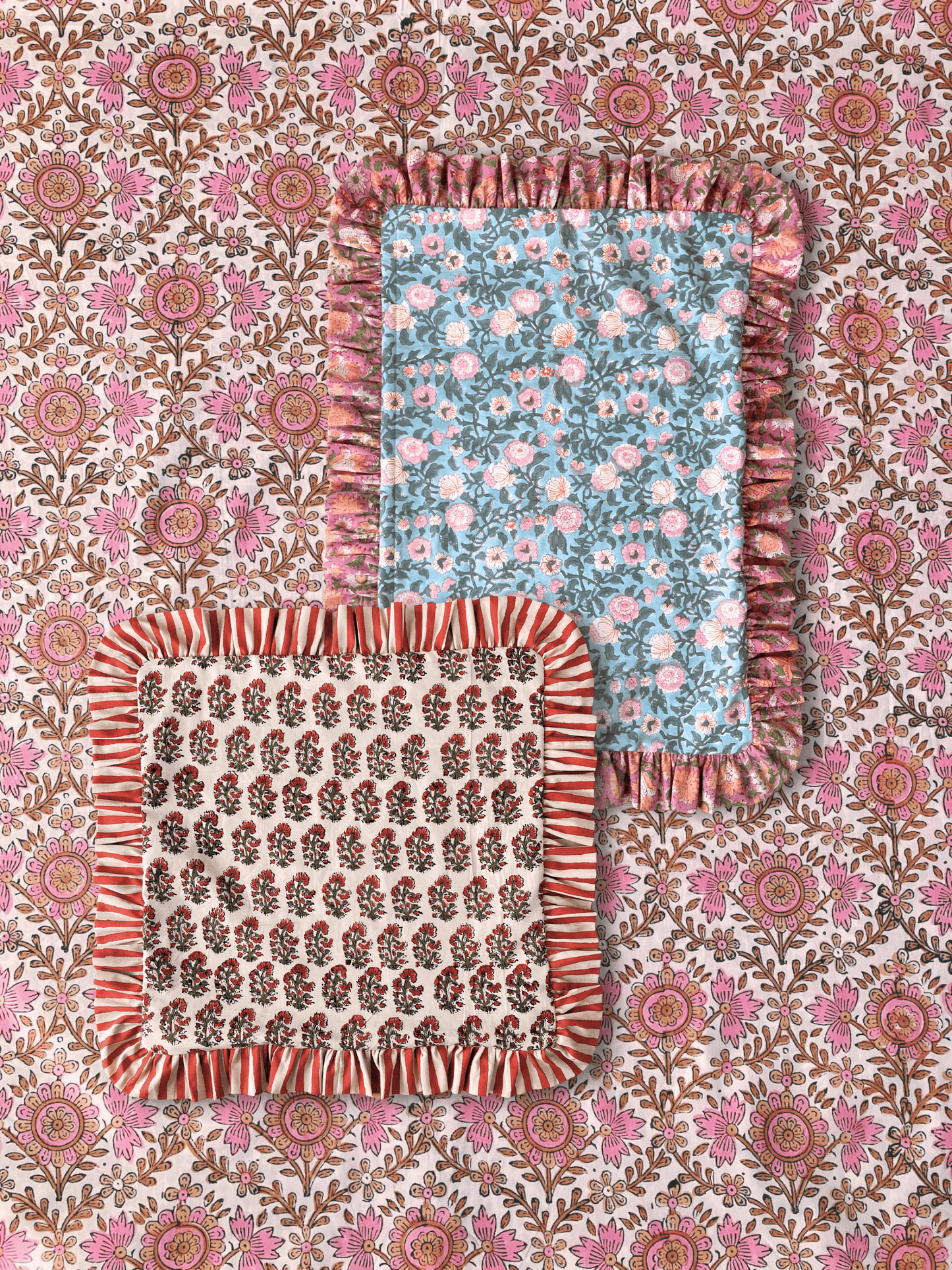 [ custom order ]India hand block print Ruffle Cushion Cover #rec