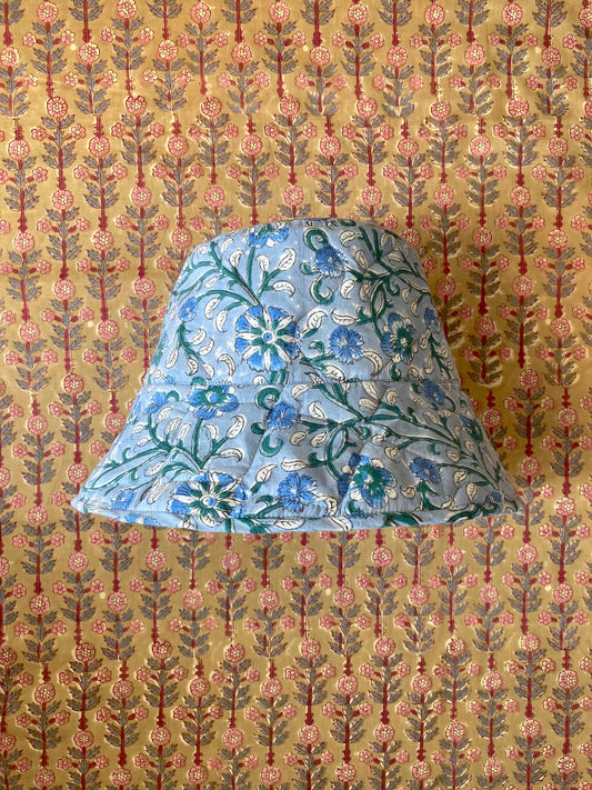 Hand Block Print Quilted Bucket Hat 【custom order】#Sabrina