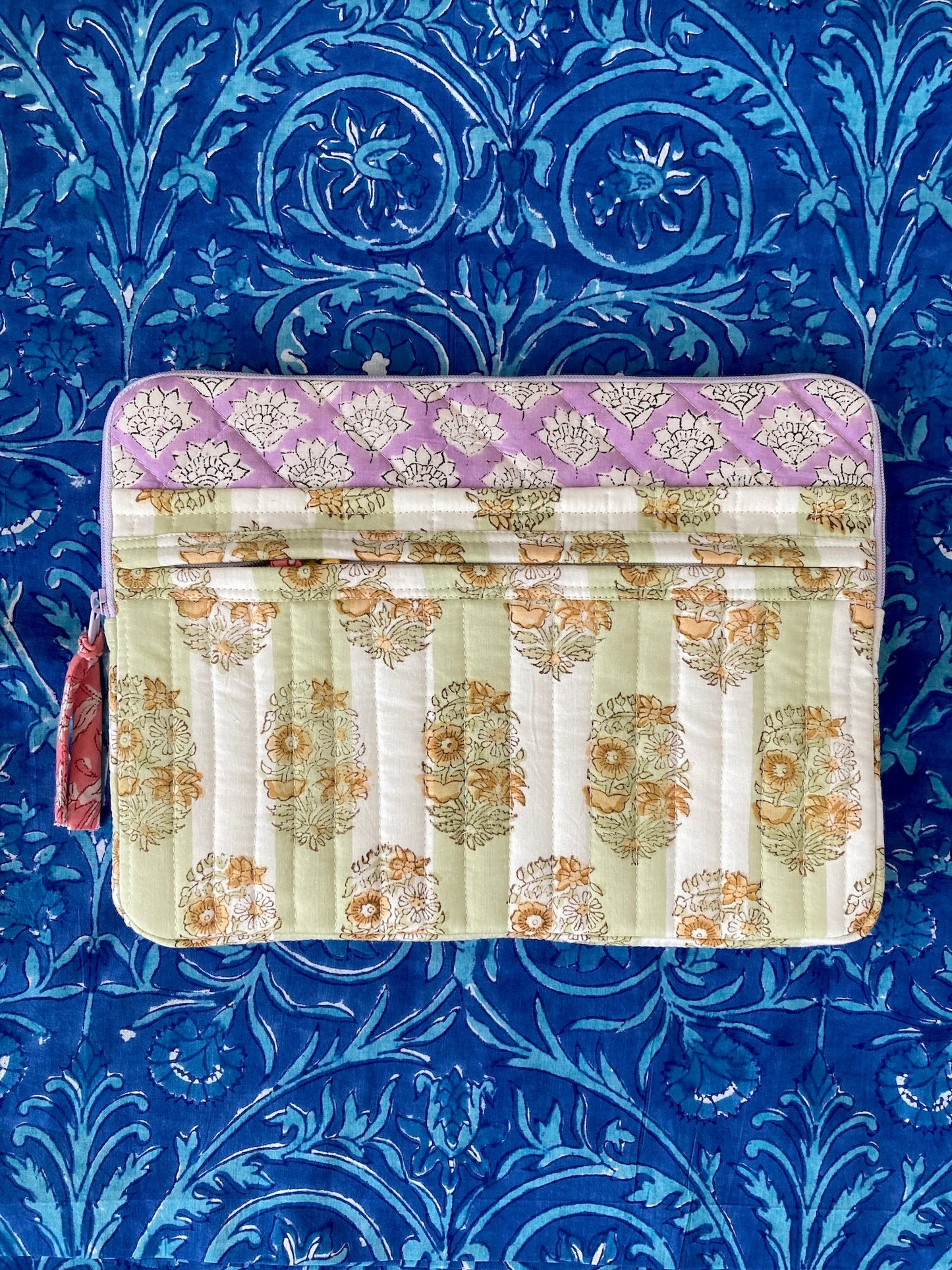 [ custom order ]Hand Block Print Fabric Tablet / Laptop Case