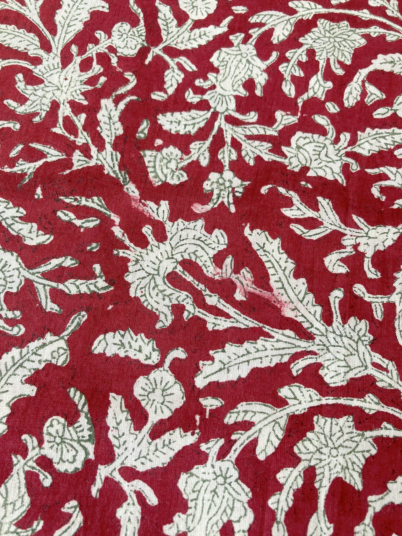India Hand Block Print Red Cotton Fabric #151-5