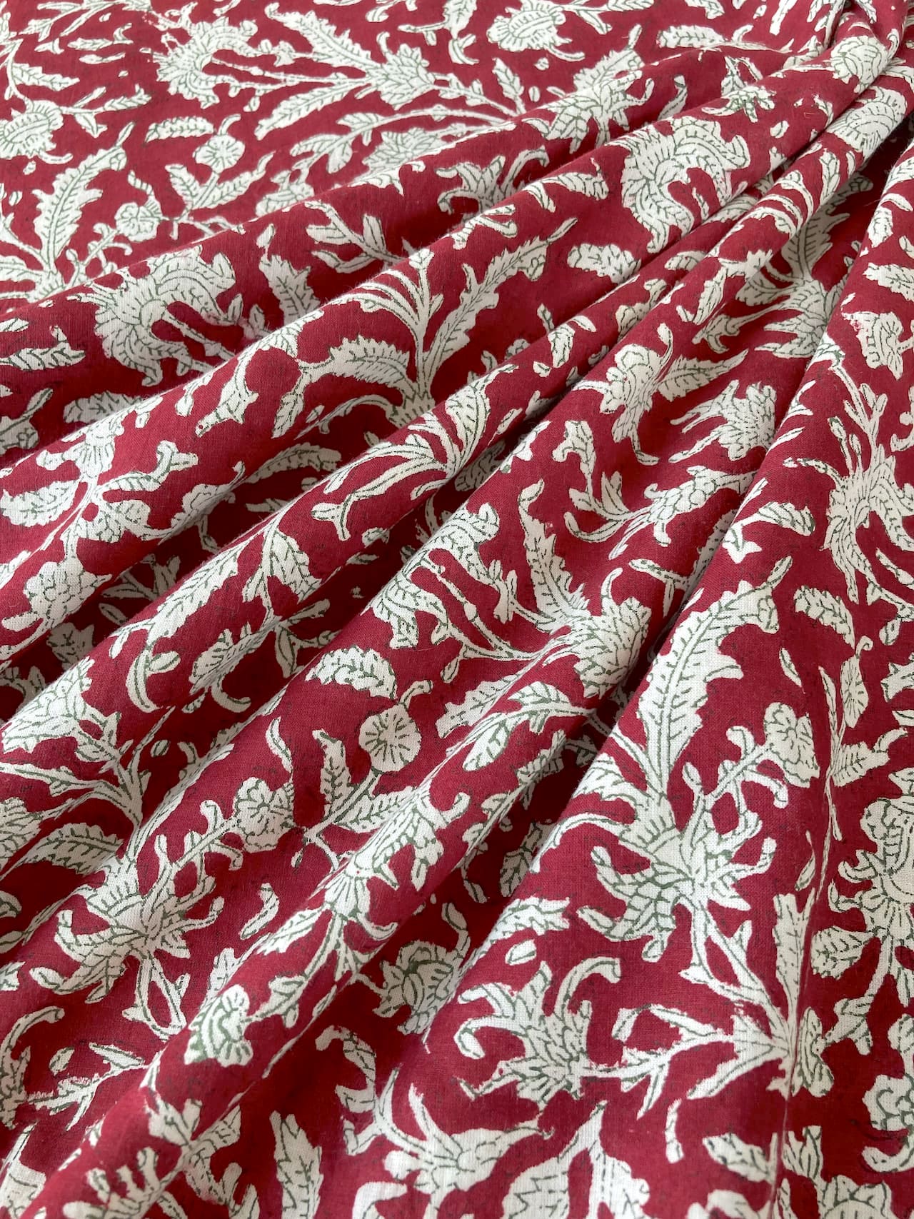 India Hand Block Print Red Cotton Fabric #151-5