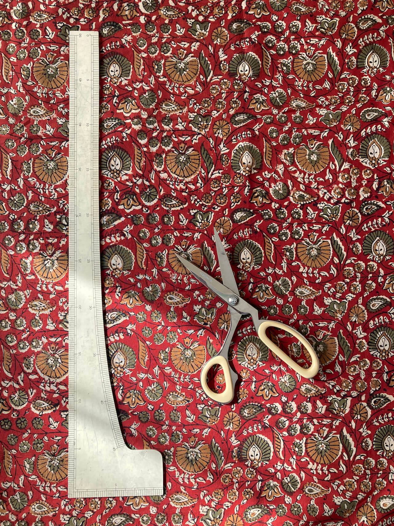 【PRE-CUT 35cm】India Natural Dye Bagru Hand Block Printed Fabric #151-9