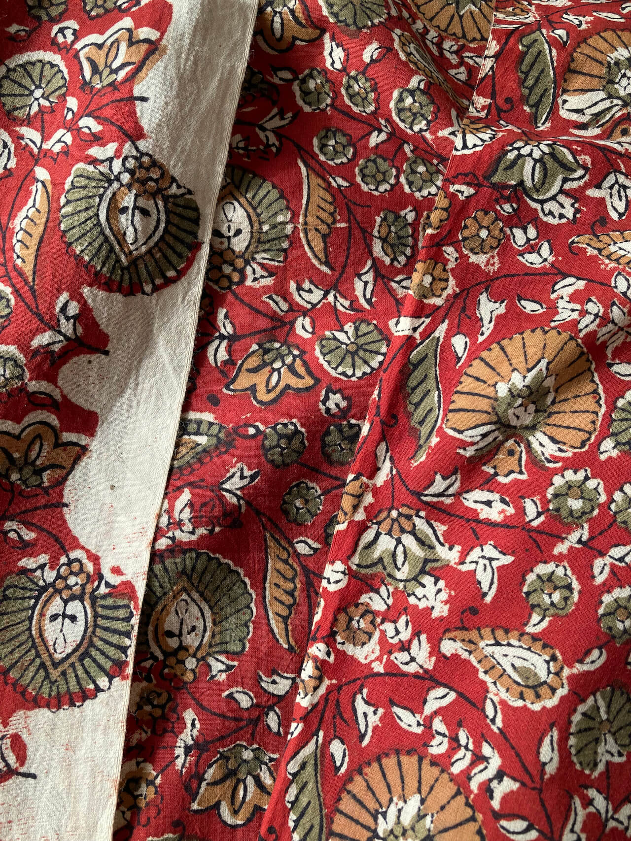 【PRE-CUT 35cm】India Natural Dye Bagru Hand Block Printed Fabric #151-9