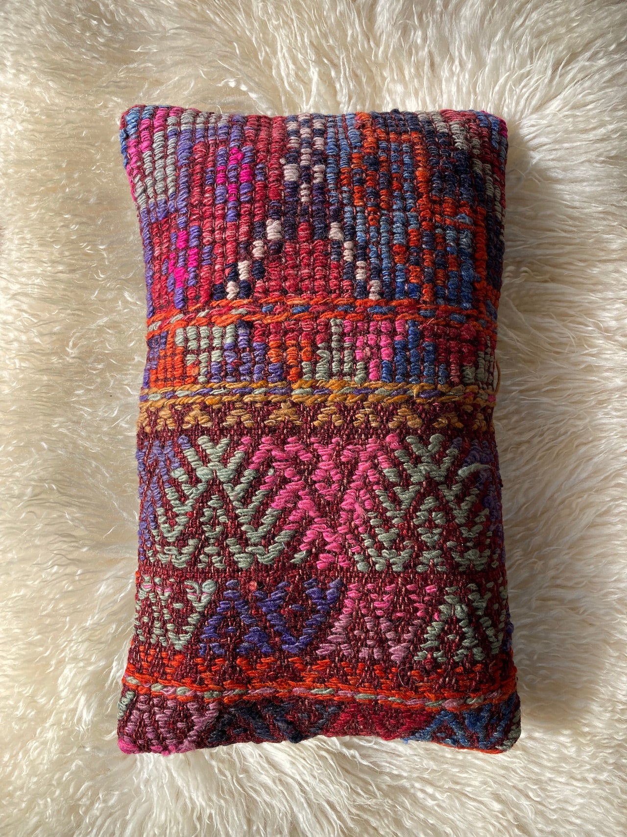 Mix Color Turkish Vintage Wool Rug Cushion Cover