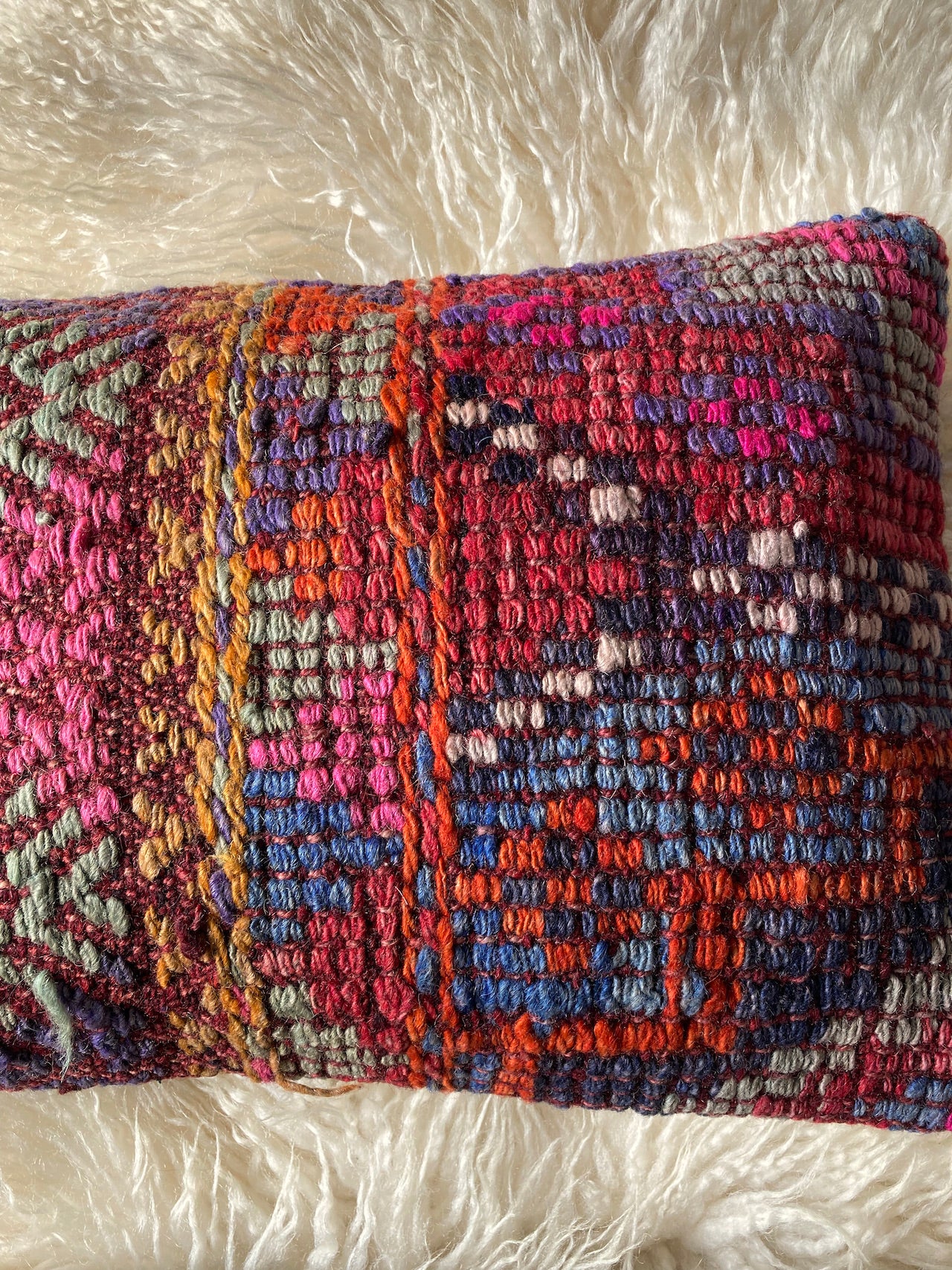 Mix Color Turkish Vintage Wool Rug Cushion Cover