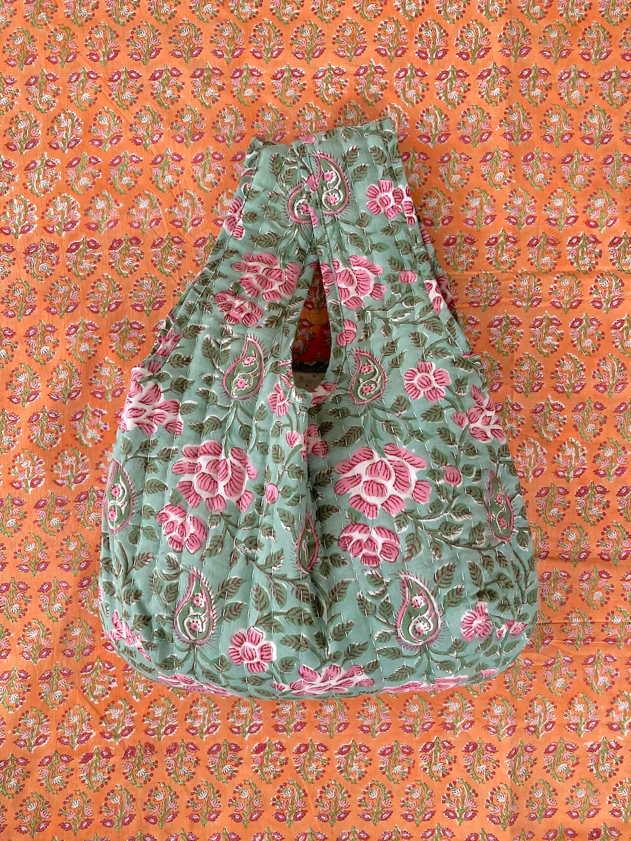Hand Block Print Fabric Hand stitched Quilting Bag #ELLA