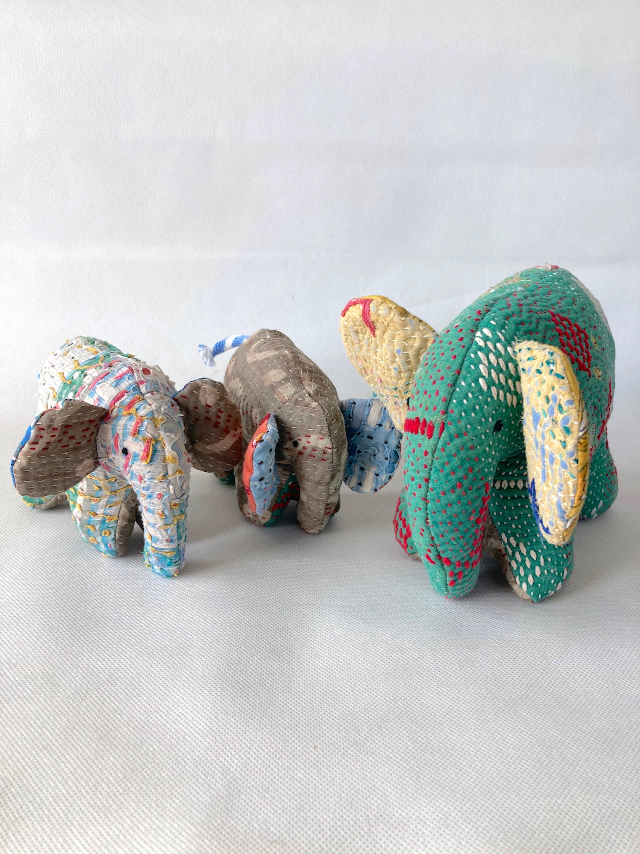 Elephant Family Kantha Quilt Handmade Toy Elephant-A