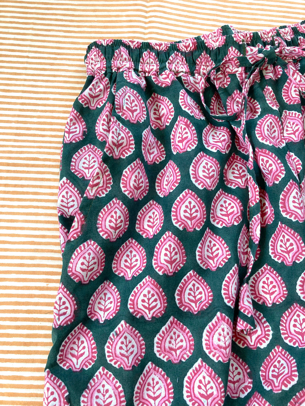 Hand Block Print Fabric Cotton Easy Pants 【custom order】　MARY