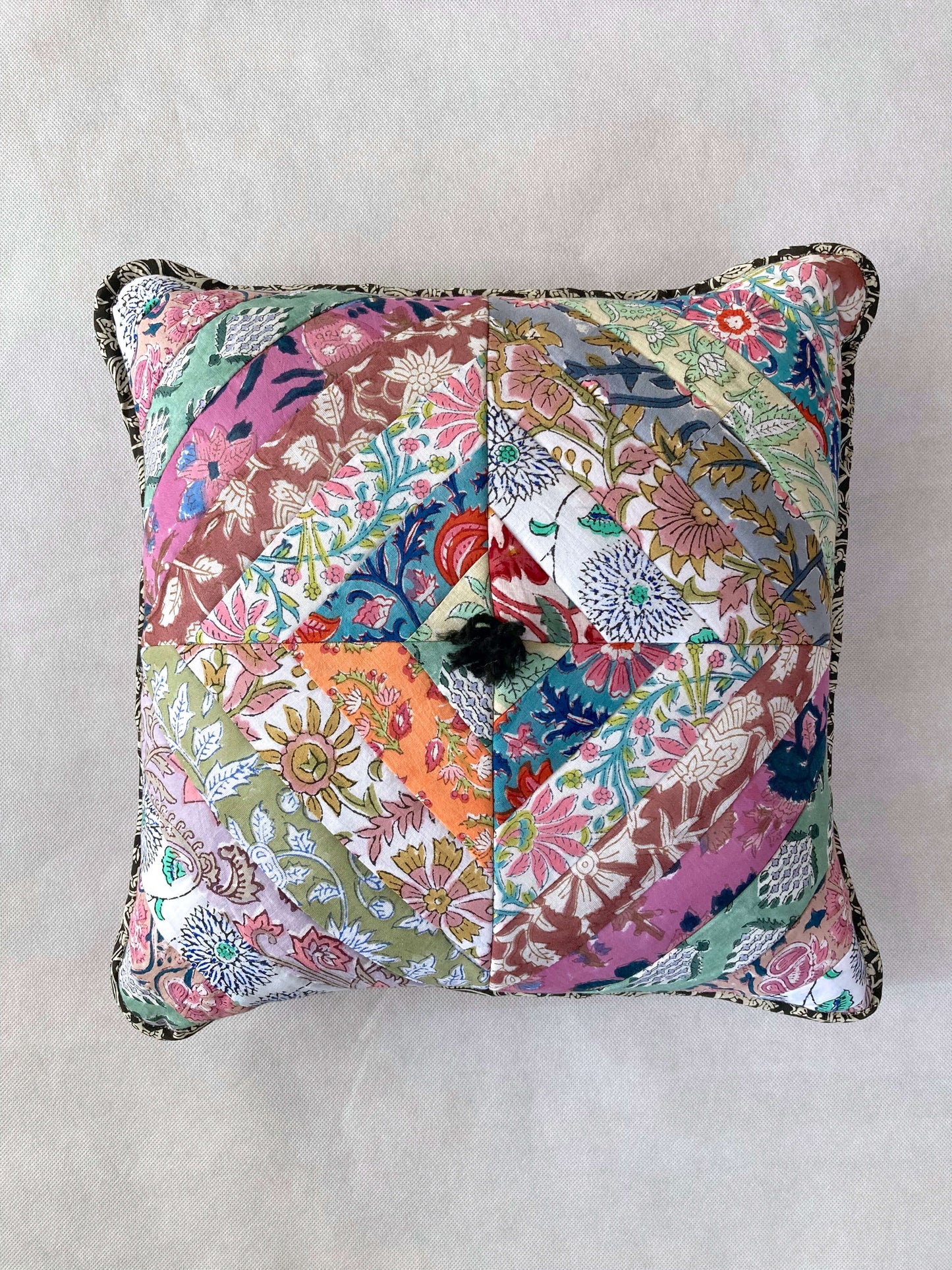 Hand Block Printed Fabric Patchwork Quilting Cushion Cover